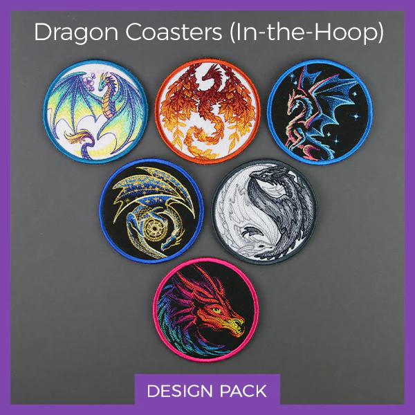 A Dragon Coasters (In-the-Hoop) Design Pack - Image 3