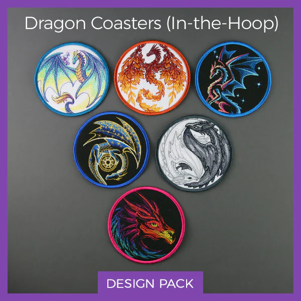 A Dragon Coasters (In-the-Hoop) Design Pack - Image 5