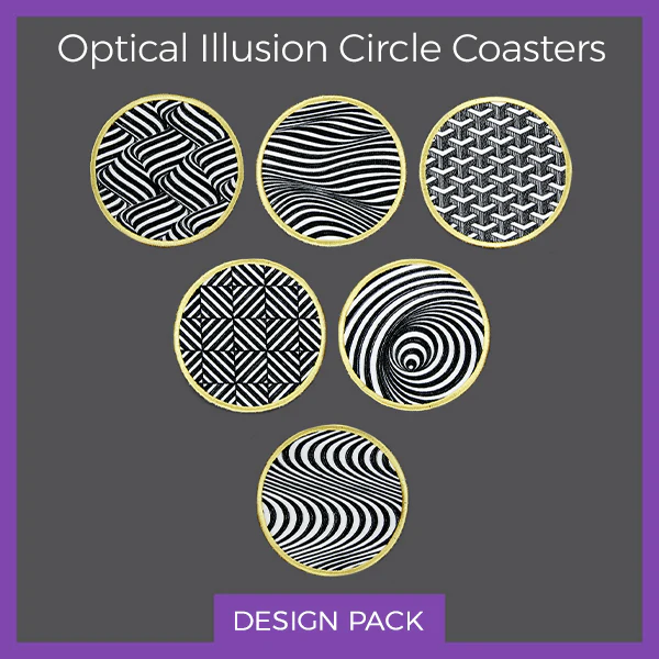 A Optical Illusion Circle Coaster (In-the- Hoop) Design Pack - Image 3